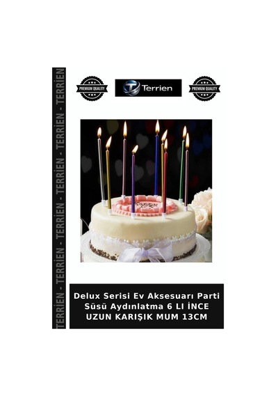 Delux Serisi Ev Aksesuarı Parti Süsü Aydınlatma 6 Lı İnce Uzun Karışık Mum 13cm Çok Renkli