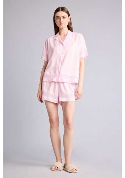 Defacto Regular Fıt Kısa Boy Dokuma Pijama Şort G4373ax26sppn648 Pembe-pn648