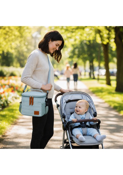 Bebek Termal Mama Çantası-çift Saplı El & Omuz Çoklu File Cep-371 Açık Mavi