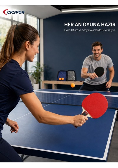 Ckspor 2 Li Masa Tenisi Raketi Seti 3 Top Ve Fermuarlı Taşıma Çantalı Ping Pong Seti