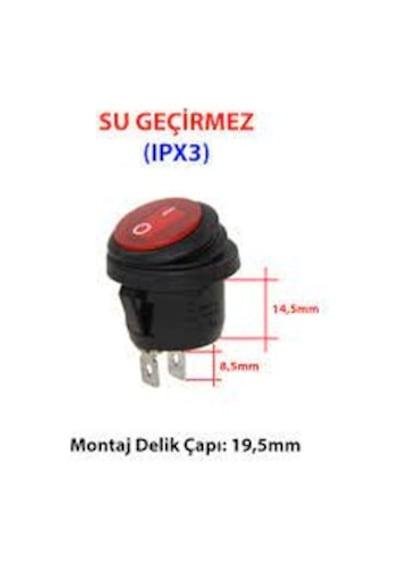 Be-133W Yuvarlak Işıksız Anahtar On-Off 2P Kırmızı Körüklü