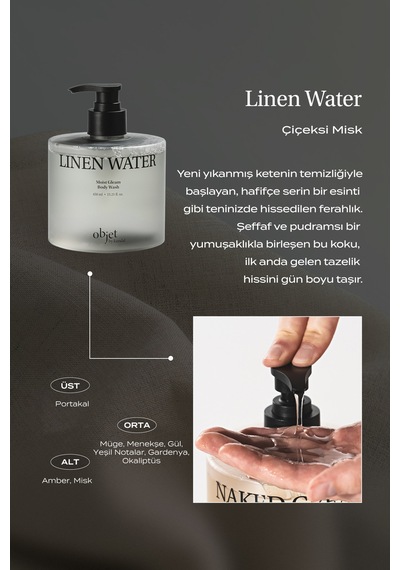 Pürüzsüzleştirici Nemlendirici Saten Bitişli Duş Jeli Kundal Moist Gleam Body Wash Linen Water Çiçeksi - Misk