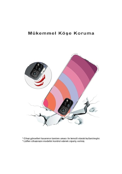 Tecno Camon 18 Uyumlu Köşe Korumalı Renk Cümbüşü F Tasarımlı Şeffaf Silikon Kılıf