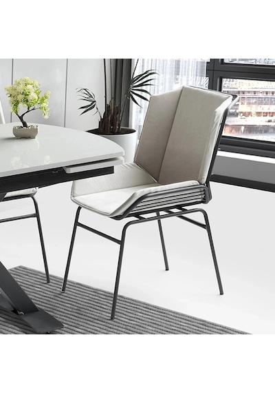 Ynca Metal Ayaklı Kumaş Salon Balkon Ve Mutfak Sandalyesi 4 Adet Krem