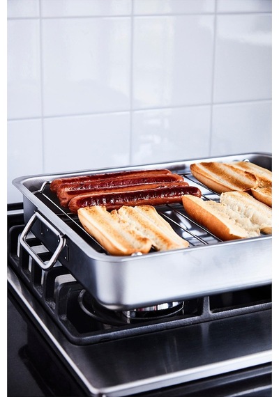 Metal Fırın Kabı, Paslanmaz Çelik Meridyendukkan 32x40 Cm Fırın-barbekü Kızartma Kabı