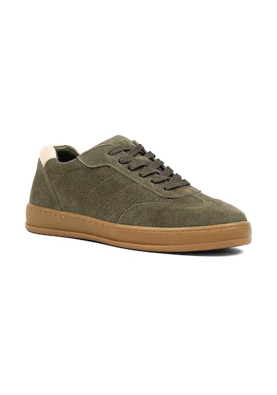 Kadın Yeşil Kalın Tabanlı Süet Deri Sneaker