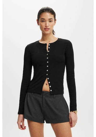 Madmext Siyah Slim Fit Düğmeli Kadın Hırka Mg2580 Siyah