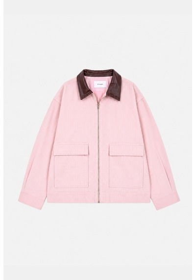 Kadın 6w6-98 Oversize Velvet Kadife Kumaş Deri Detaylı Tasarım Ceket Pembe