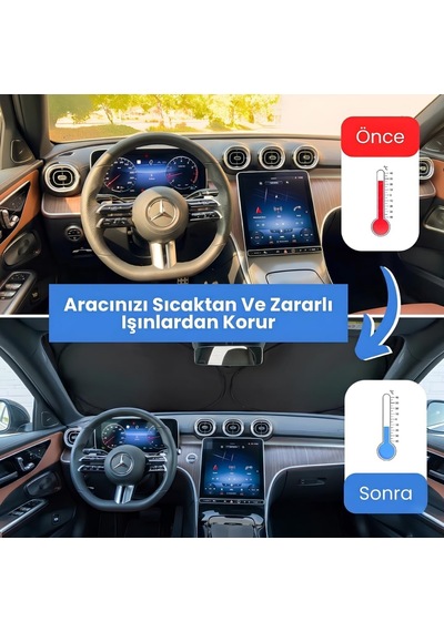 Jouis Araba Ön Cam Güneşlik Kolay Katlanabilir Ve Yer Kaplamaz 150cm X 70cm - Uv Koruma Ve Isı Azaltma Otomobil Güneşlikleri - Dayanıklı Ve Hafif Ön Cam Gölgelik - Standart Boyutlara Uygun