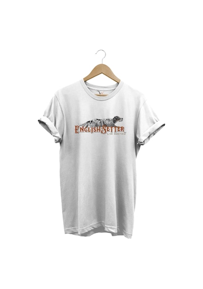 English Setter Av Köpeği Tasarımlı %100 Pamuk Unisex Regular Fit T-shirt Beyaz
