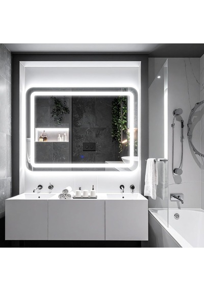 Quadra Led'li Kumlamalı Lavabo &amp Banyo Aynası Dokunmatik Sensörlü Beyaz Led 80 X 60 Diğer