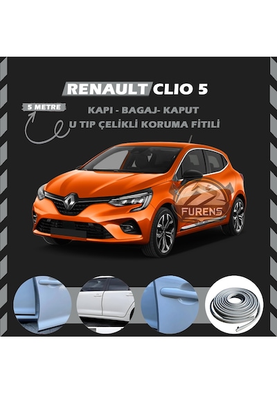 Renault Clio 5 Oto Araç Kapı Koruma Fitili 5metre Parlak Gri Renk
