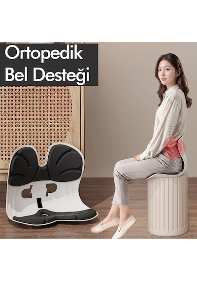 Ergonomik Bel Destekli Oturma Minderi Postür Düzeltici İş Ev Ve Araç Kaymaz Sırt Ve Koltuk Yastığı
