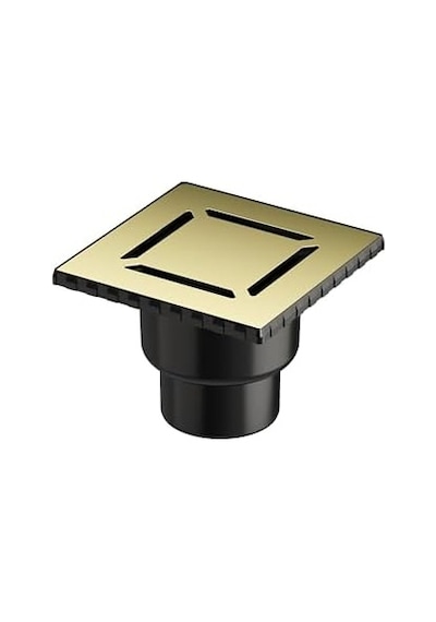V-flow Kare 5608278 Duş Kanalı Alttan Çıkışlı 100 Kapak Parlak Altın Açık Mavi