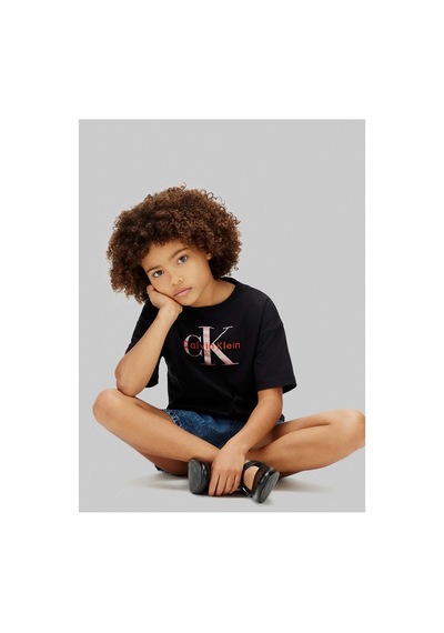 Calvin Klein Siyah Kız Çocuk Baskılı T-shirt Lvcksja20gbeh-16308