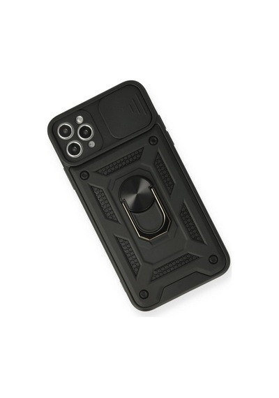 Apple iPhone  Uyumlu  11 Pro Kılıf Pars Lens Yüzüklü Silikon - Siyah Çok Renkli