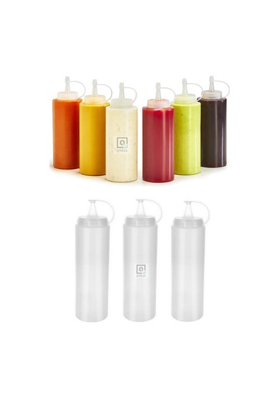 Chef Hazırlık Şişesi 3 Adet 400 Ml Kapaklı Salata Sosu Zeytinyağı Ketçap Mayonez Şef Sıkma Sosluk Diğer