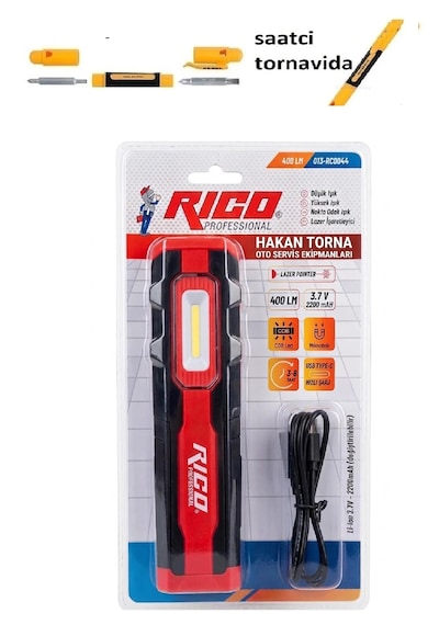Rico Tamirci Lambası 400 Lümen Şarjlı Mıknatıslı Led Lamba Işıldak Fener 013-rc0044 3 Renk Yanabilme