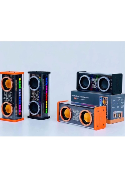 Şeffaf Mecha Müzik Tws Stereo Rgb İşıklı Hoparlör Kablosuz Bluetooth 5.0 Taşınabilir Hoparlör V9.gzpde