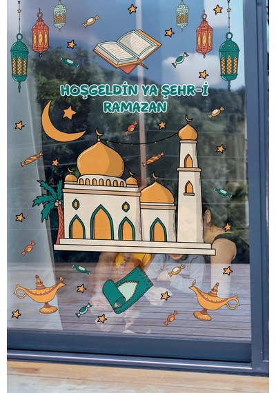 Cami, Sarkıtlar Ve Ramazan-ı Şerif Figürlü Sticker Seti, Çocuk Bebek Odası Ramazan Sticker Seti Dijital Baskı
