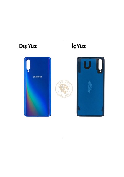 Samsung Galaxy A50 Mavi Renk Arka Kapak Arka Cam Batarya Kapağı Pil Kapağı Lazer Kesim Back Cover Galaxy A50 Uyumlu