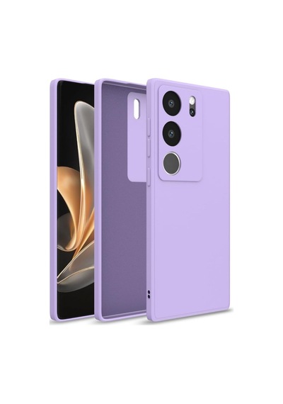 Vivo V29 Pro Uyumlu Silikon Kılıf - Kamera Korumalı Esnek Pastel Renk Kapak - Lila