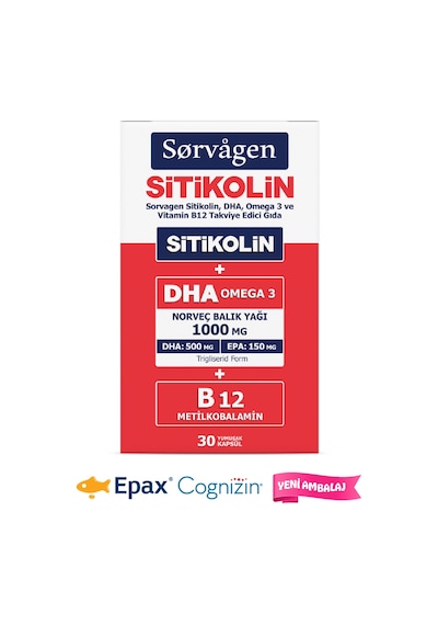 Sorvagen Smart Sitikolin DHA Omega 3 ve B12 Takviye Edici Gıda 30 Kapsül