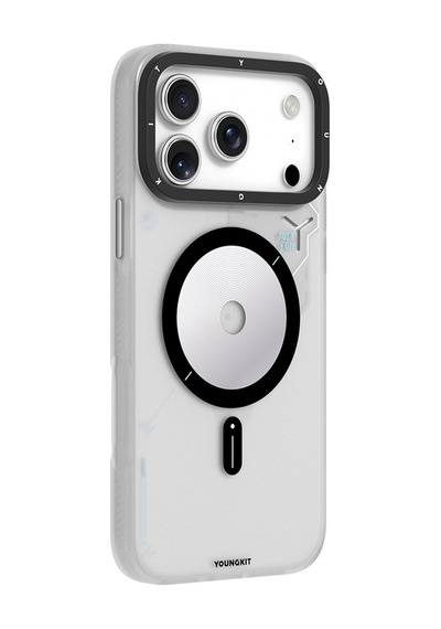 Apple Uyumlu iPhone 17 Pro Kılıf M-safe Şarj Özellikli Disk Desenli Youngkit Disc Battle Kapak Gri Gri