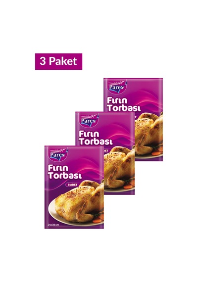 Fırın Torbası 8 Adet 24 X 38 Cm Üçlü Set