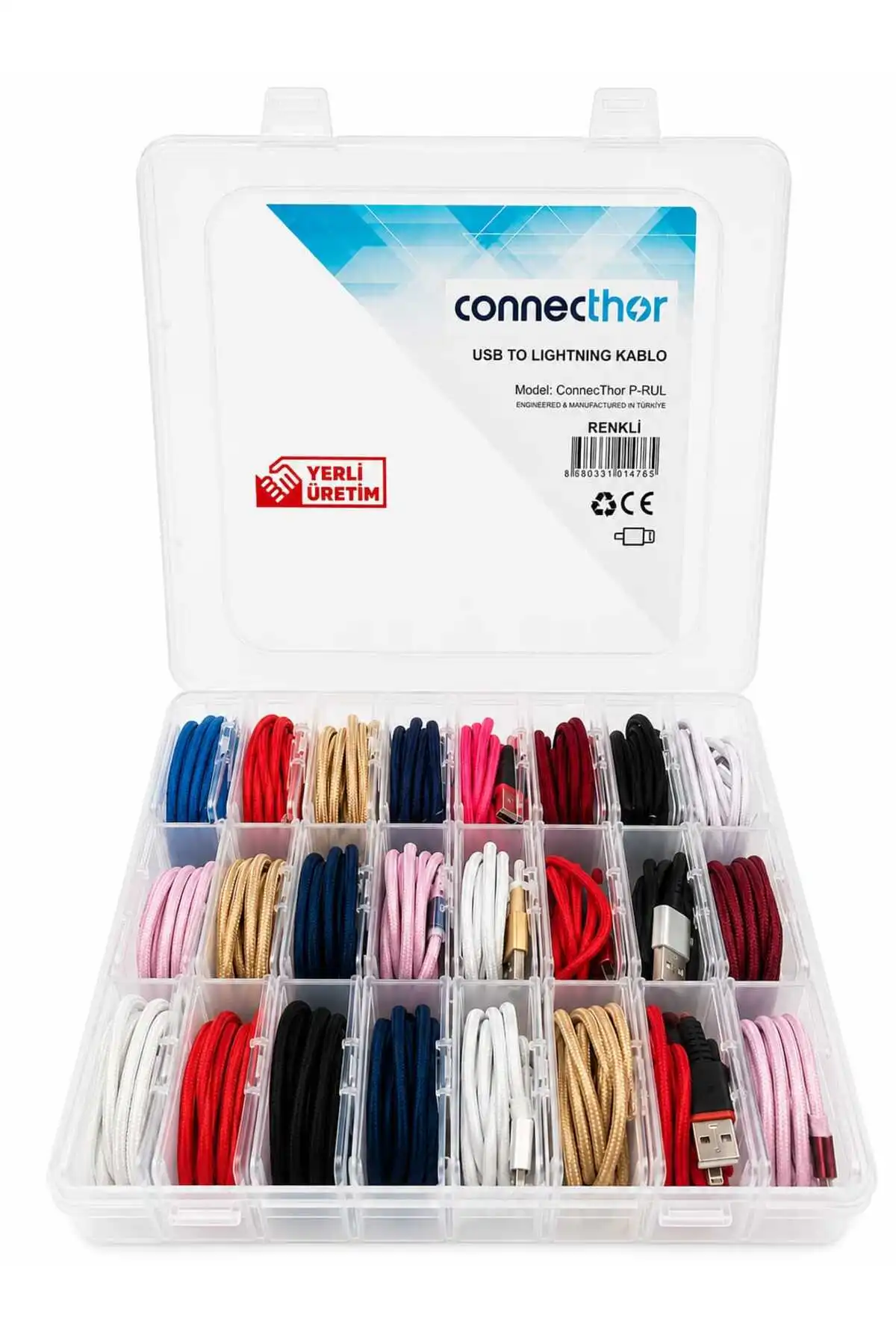 Connecthor P-rul Usb To Lightning Renkli Şarj Kablosu 24 Lü Set 3 Amper