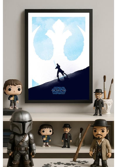 Star Wars Siyah Ahşap Çerçeveli Poster, Film Duvar Tablosu