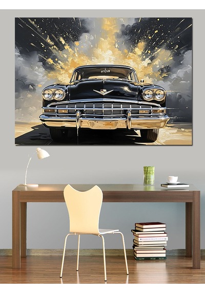 Ahşap Tablo Siyah Klasik Araba