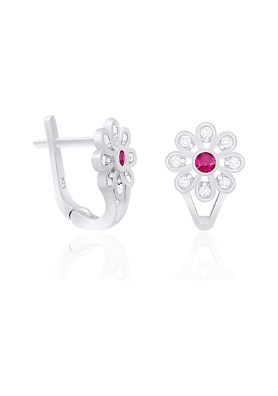Silvera Telkari Gümüş Rodyumlu Pembe Zirkon Taşlı Çiçek Küpe 925 Ayar St310