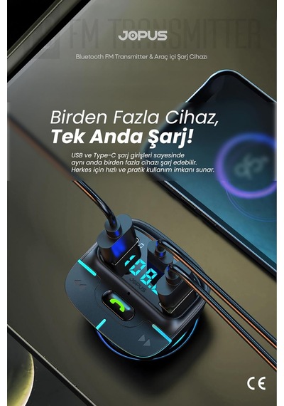 Bluetooth Fm Transmitter Araç Kiti, Hızlı Şarj, Usb, Type-c, Hd Mikrofon, 9914