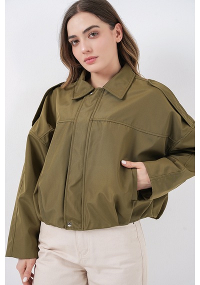 Bigdart Kadın Oversize Kısa Ceket 0732 - Haki