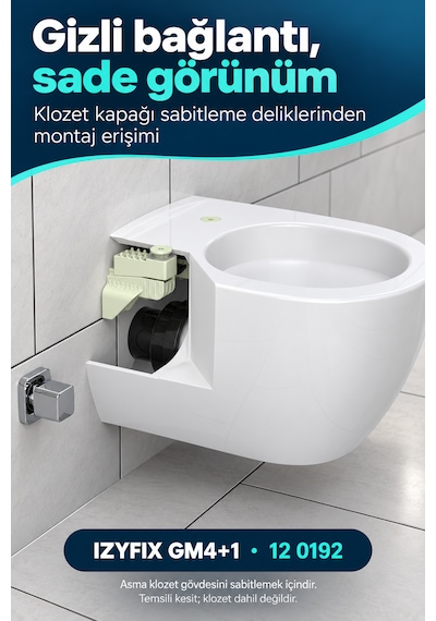 İz Yapı Izyfıx Gm4+1 Asma Klozet Gizli Montaj Seti 35 Mm Uyumlu Uzatmalı Çok Renkli