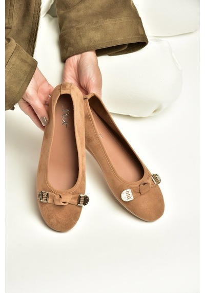 Fox Shoes Y250750702 Taba Süet Alçak Dolgu Tabanlı Kadın Ayakkabı