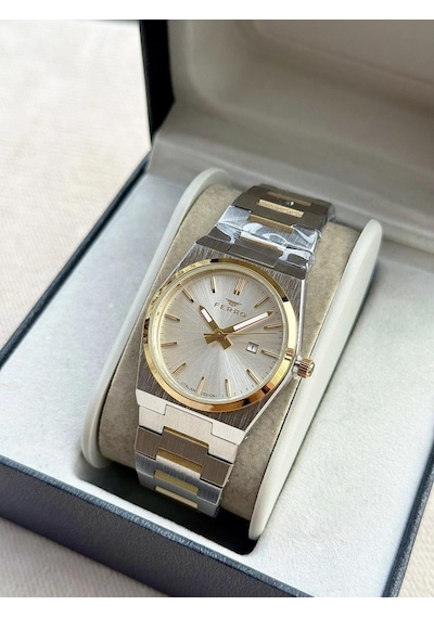 Ferro Fl21495a-d Quartz Çelik Altın/gri 32 Mm Kadın Kol Saati Gri