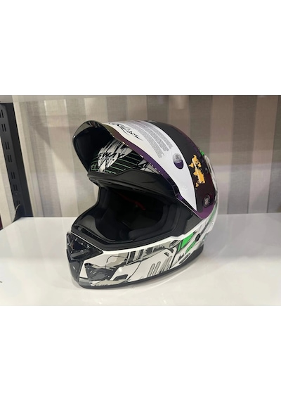 Sway Sw 850 Motosiket Kaskı Beyaz - Yeşil