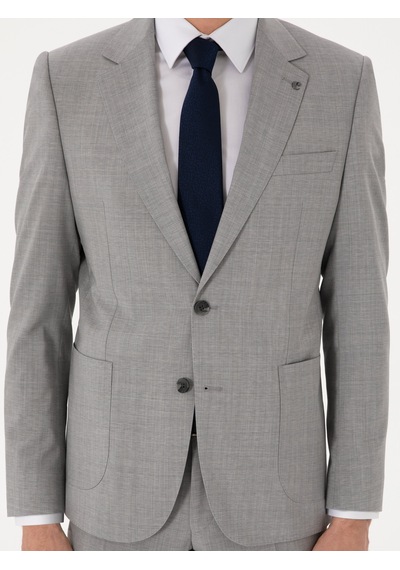 Cacharel Açık Gri Slim Fit Yün Takım Elbise