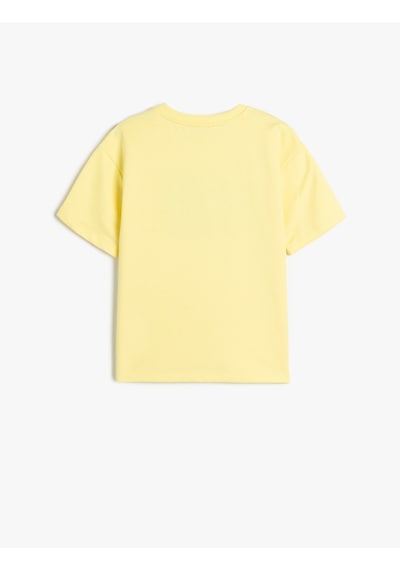 Koton Slogan Baskılı Kısa Kollu Bisiklet Yaka Oversize Tişört Sarı 5skb10334tk Sarı