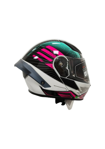 Ws-210 Güneş Vizörlü Çene Açılır Kask Beyaz-yeşil Turuncu Şeffaf Vizörlü İtaly Dizany Çok Renkli