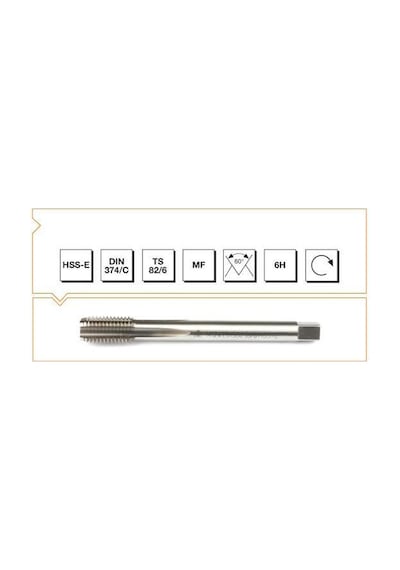 Mte Dın 374-C İnce Diş Makina Kılavuzları Metrik Seri Hss-E M 14 X 1