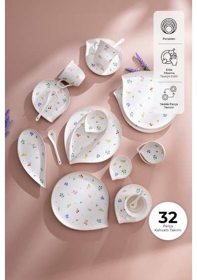 Emsan Daisy Porselen 32 Parça 6 Kişilik Kahvaltı Takımı Beyaz