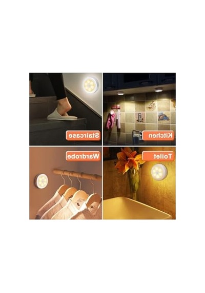 Hareket Sensörlü Şarjlı Led Lamba Banyo Ve Mutfak İçin Otomatik Aydınlatma 10 Parça Siyah