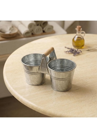 İkiz Saksılık Metal 10 Cm - Dekoratif Çiçeklik Kova Ve Çok Amaçlı Düzenleyici Galvaniz Diğer