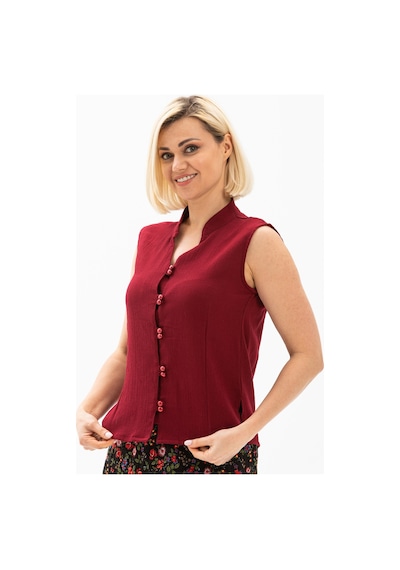 Eliş Şile Bezi Kolsuz Şile Bezi Arzu Bluz Bordo Brd Bordo