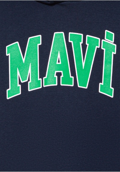 Mavi - Mavi Logo Baskılı Lacivert Kapüşonlu Sweatshirt 6610110-70 Lacivert