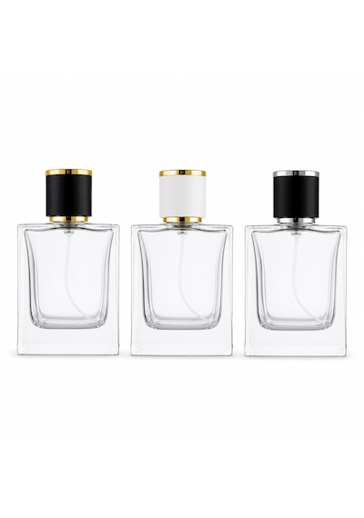 20 Adet Boş Cam Parfüm Şişe, 50 Ml, Mia Model, Şeffaf, Geçmeli,-fpu-50-11