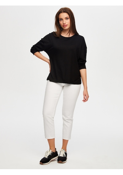 Yuvarlak Yaka Uzun Kol T-shirt B00019-1 B00019-110 Siyah